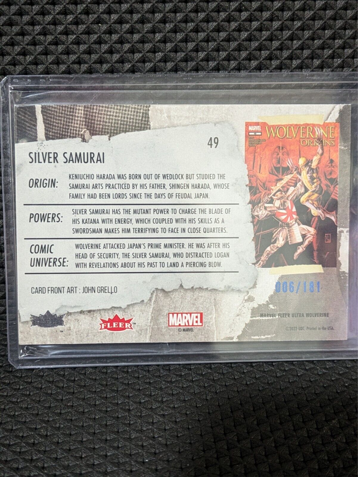 Fleer Ultra Wolverine | Silver Samurai Blue Foil 006/181 | #49